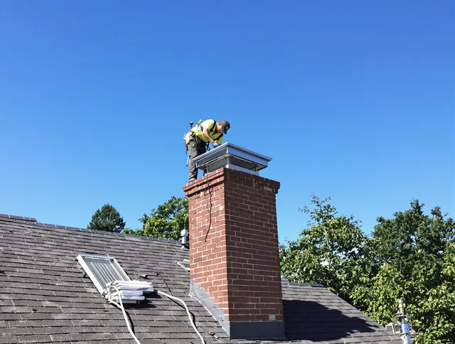 Burbank Chimney Sweep technician measuring a chimney cap in Burbank, CA
