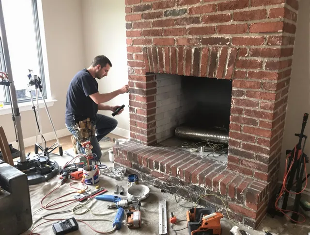 Burbank Chimney Sweep specialist finalizing chimney liner service in Burbank, CA
