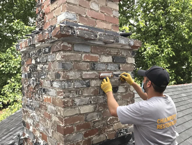 In-progress chimney restoration by Burbank Chimney Sweep in Burbank, CA